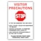 Signmission Public Safety, 7" Height, 10" Width, Rigid Plastic, 10" W, 7" H, Stop Visitor Precautions OS-NS-P-710-25484 - alternate 1